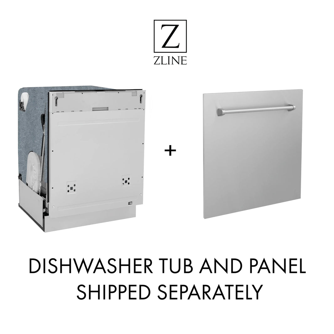 ZLINE Autograph Edition 3-Piece Appliance Package - 48" Dual Fuel Range, Wall Mounted Range Hood, & 24" Tall Tub Dishwasher in Stainless Steel and White Door with Champagne Bronze Trim (3AKP-RAWMRHDWM48-CB)