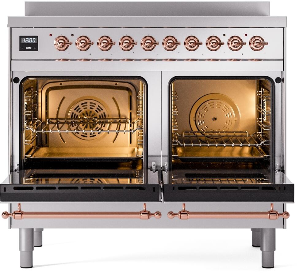 ILVE Nostalgie II 40-Inch Freestanding Electric Induction Range in Stainless Steel with Copper Trim (UPDI406NMPSSP)