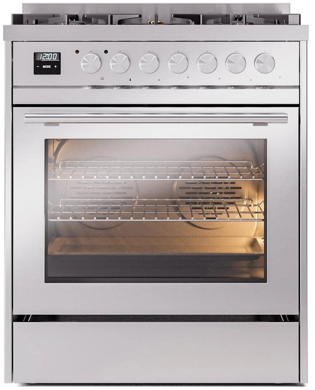 ILVE Professional Plus II 30-Inch Freestanding Dual Fuel Range with 5 Sealed Burner in Stainless Steel (UP30WMPSS)