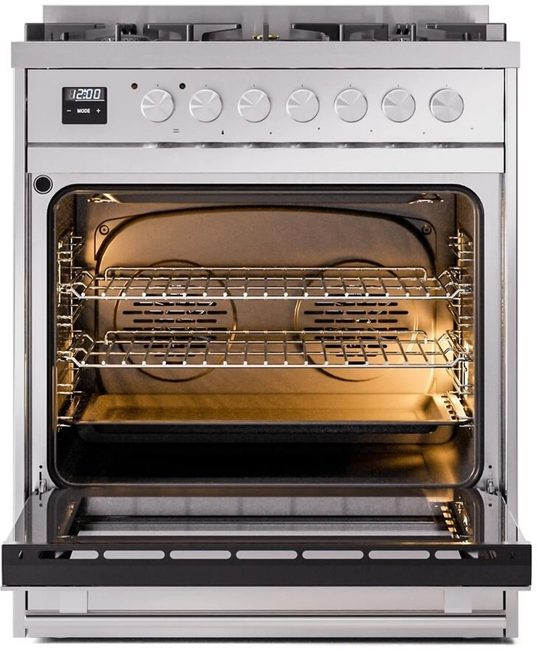 ILVE Professional Plus II 30-Inch Freestanding Dual Fuel Range with 5 Sealed Burner in Stainless Steel (UP30WMPSS)