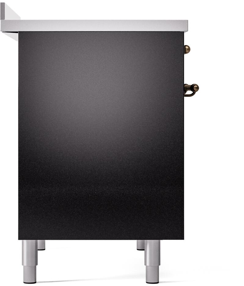 ILVE Nostalgie II 40-Inch Freestanding Electric Induction Range in Glossy Black with Bronze Trim (UPDI406NMPBKB)