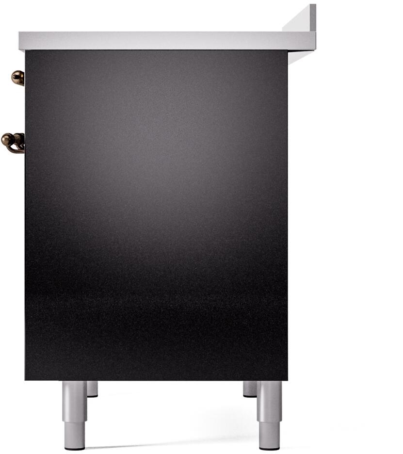 ILVE Nostalgie II 40-Inch Freestanding Electric Induction Range in Glossy Black with Bronze Trim (UPDI406NMPBKB)