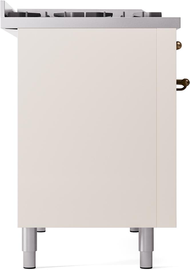 ILVE Nostalgie II 48-Inch Dual Fuel Freestanding Range in Antique White with Bronze Trim (UP48FNMPAWB)