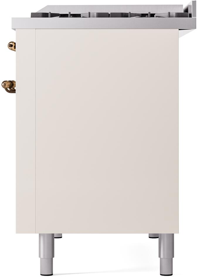 ILVE Nostalgie II 48-Inch Dual Fuel Freestanding Range in Antique White with Bronze Trim (UP48FNMPAWB)