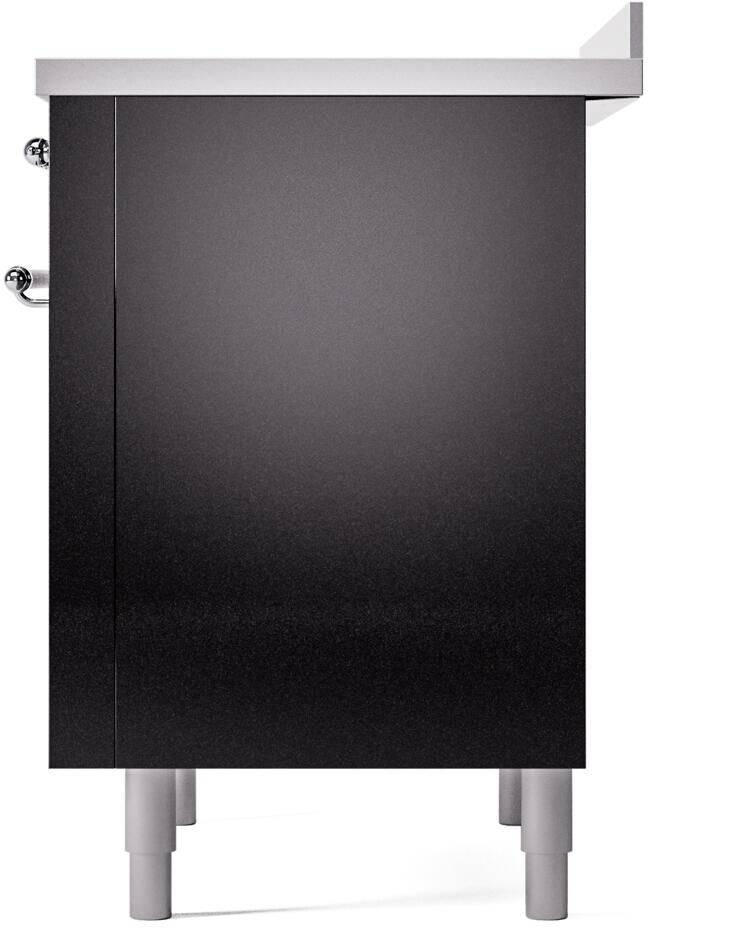 ILVE Nostalgie II 36-Inch Freestanding Electric Induction Range in Glossy Black with Chrome Trim (UPI366NMPBKC)