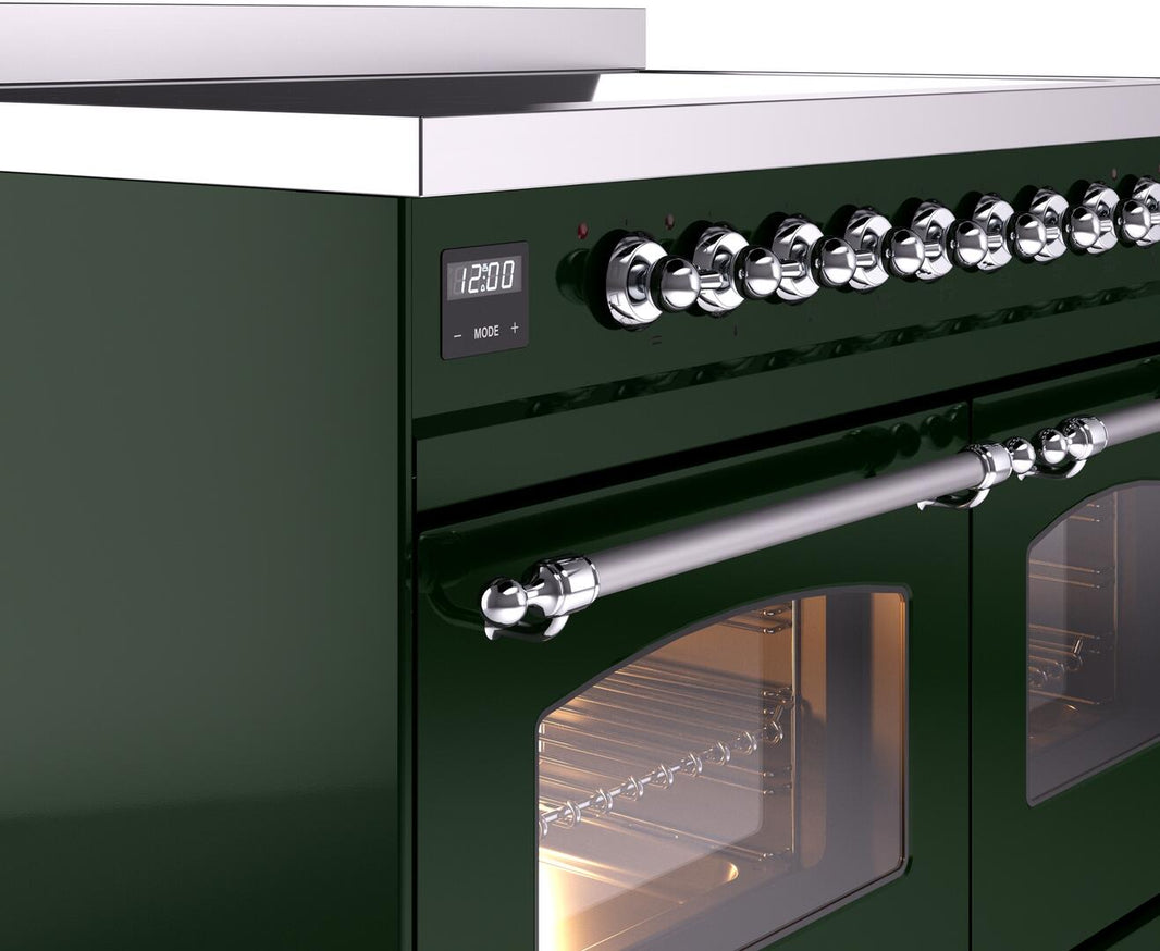 ILVE Nostalgie II 40-Inch Freestanding Electric Induction Range in Emerald Green with Chrome Trim (UPDI406NMPEGC)