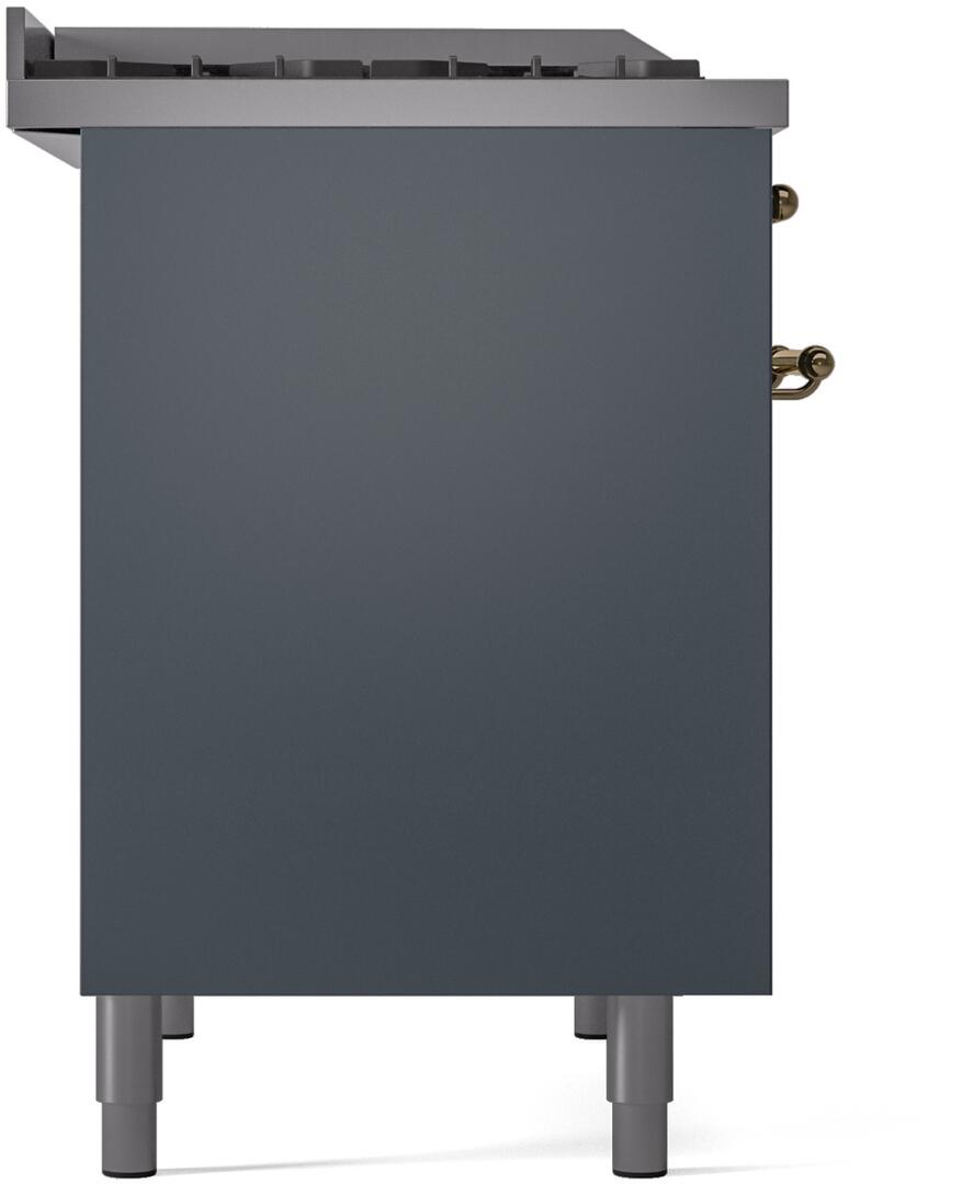 ILVE Nostalgie II 40-Inch Dual Fuel Freestanding Range in Blue Grey with Brass Trim (UPD40FNMPBGG)