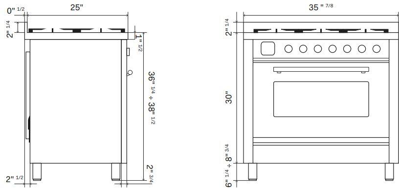 ILVE Nostalgie II 36-Inch Dual Fuel Freestanding Range in Glossy Black with Bronze Trim (UP36FNMPBKB)