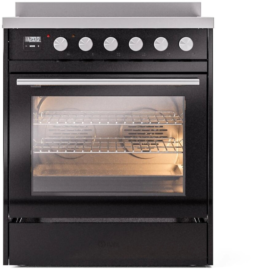 ILVE Professional Plus II 30-Inch Induction Range in Glossy Black (UPI304WMPBK)