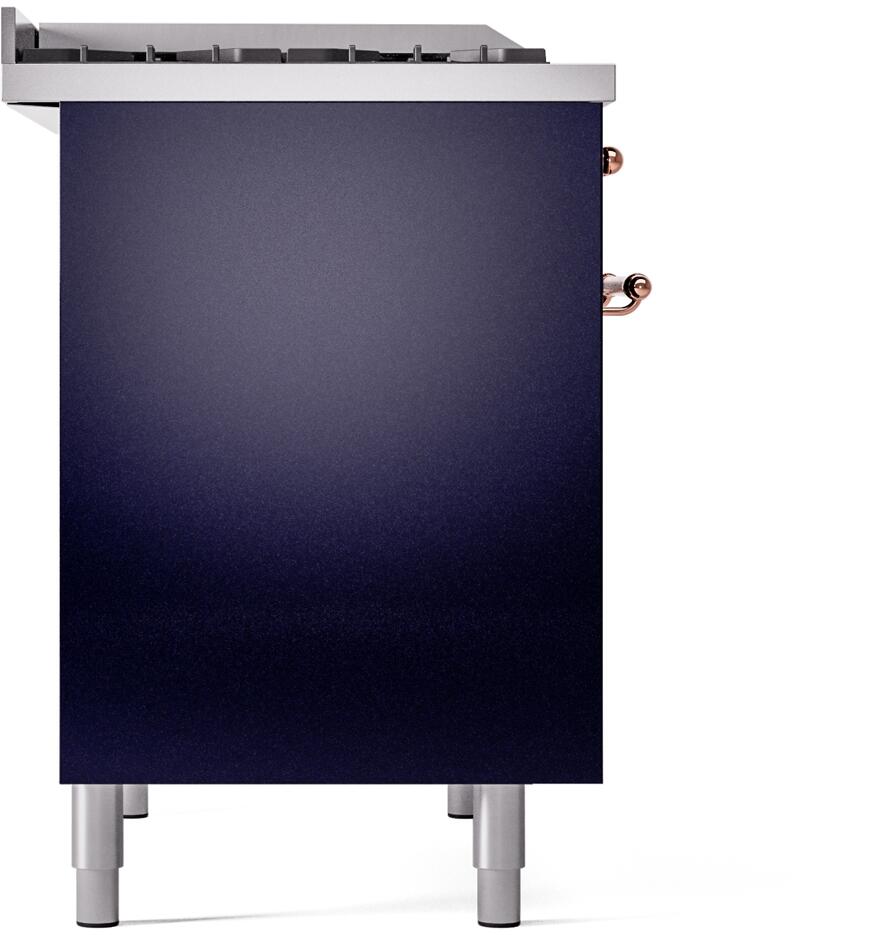 ILVE Nostalgie II 40-Inch Dual Fuel Freestanding Range in Midnight Blue with Copper Trim (UPD40FNMPMBP)