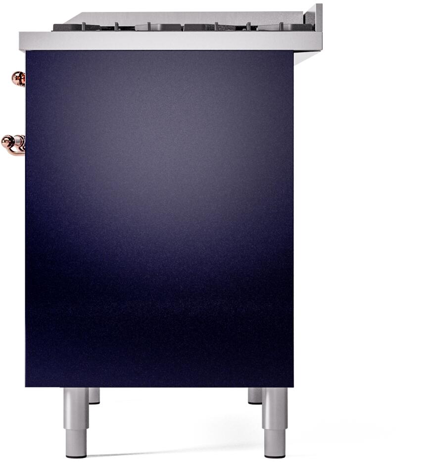 ILVE Nostalgie II 40-Inch Dual Fuel Freestanding Range in Midnight Blue with Copper Trim (UPD40FNMPMBP)