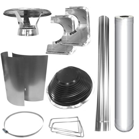 Harvia Chimney & Assembly Kit, Barrel, Flat Roof, Stainless (WHP1000500-PKG)