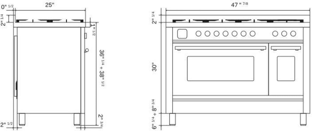 ILVE Professional Plus II 48-Inch Induction Range in Glossy Black (UPI486WMPBK)