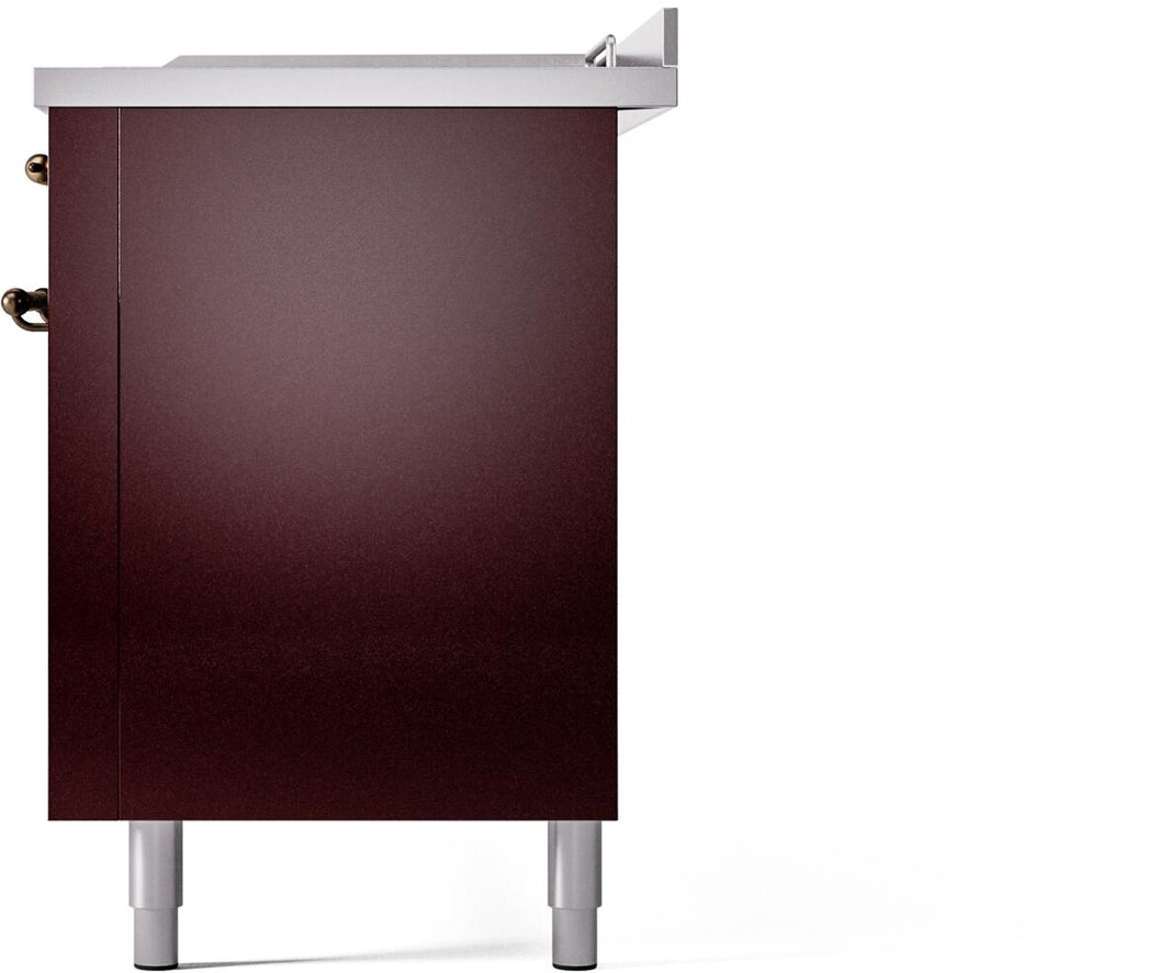 ILVE Nostalgie II 60-Inch Dual Fuel Freestanding Range in Burgundy with Bronze Trim (UP60FSNMPBUB)