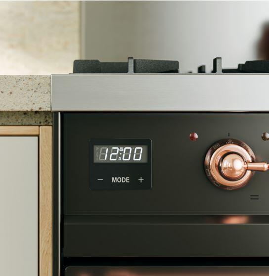 ILVE Nostalgie II 48-Inch Dual Fuel Freestanding Range in Glossy Black with Copper Trim (UP48FNMPBKP)