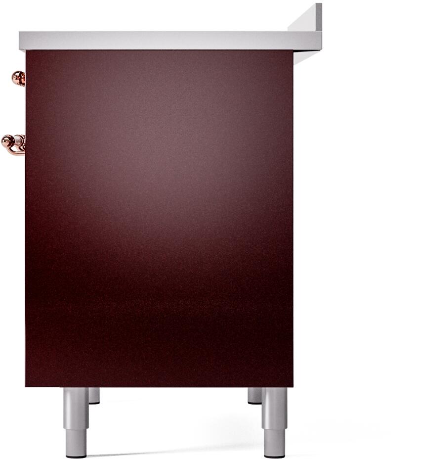 ILVE Nostalgie II 40-Inch Freestanding Electric Induction Range in Burgundy with Copper Trim (UPDI406NMPBUP)