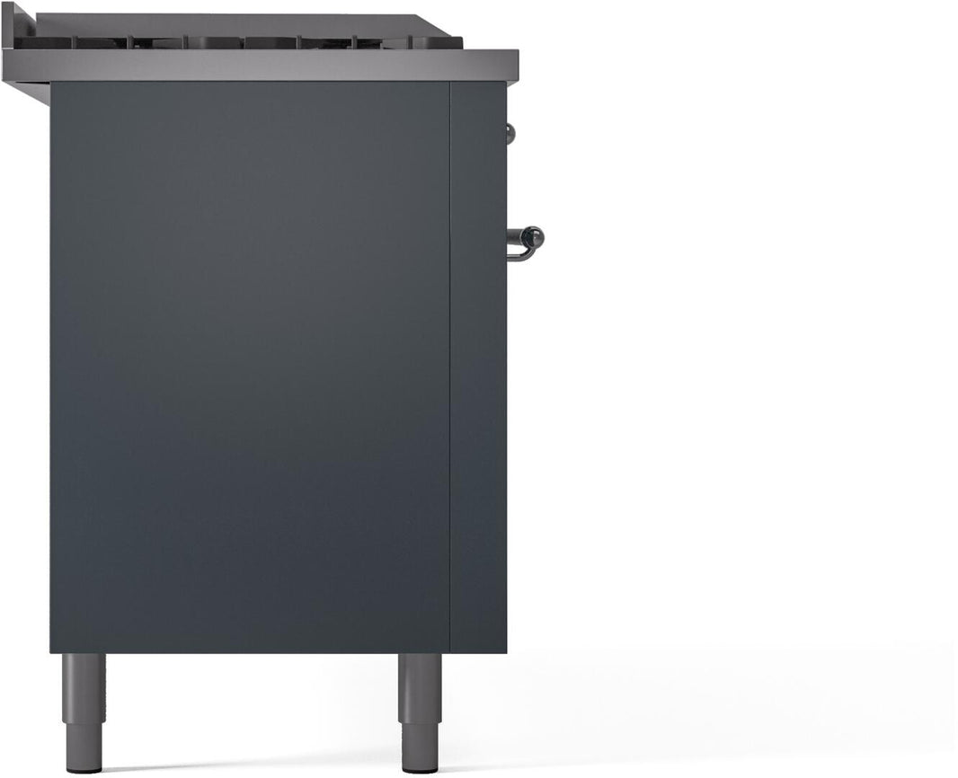 ILVE Nostalgie II 60-Inch Dual Fuel Freestanding Range in Blue Grey with Chrome Trim (UP60FSNMPBGC)