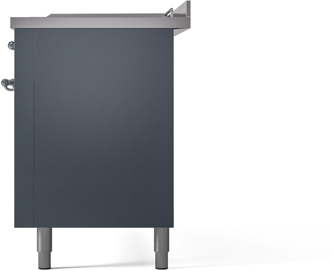 ILVE Nostalgie II 60-Inch Dual Fuel Freestanding Range in Blue Grey with Chrome Trim (UP60FSNMPBGC)