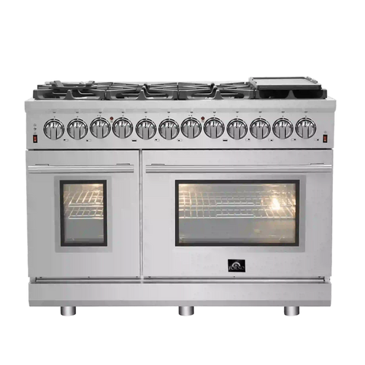 Forno Massimo 48-Inch Freestanding Dual Fuel Range in Stainless Steel (FFSGS6125-48)