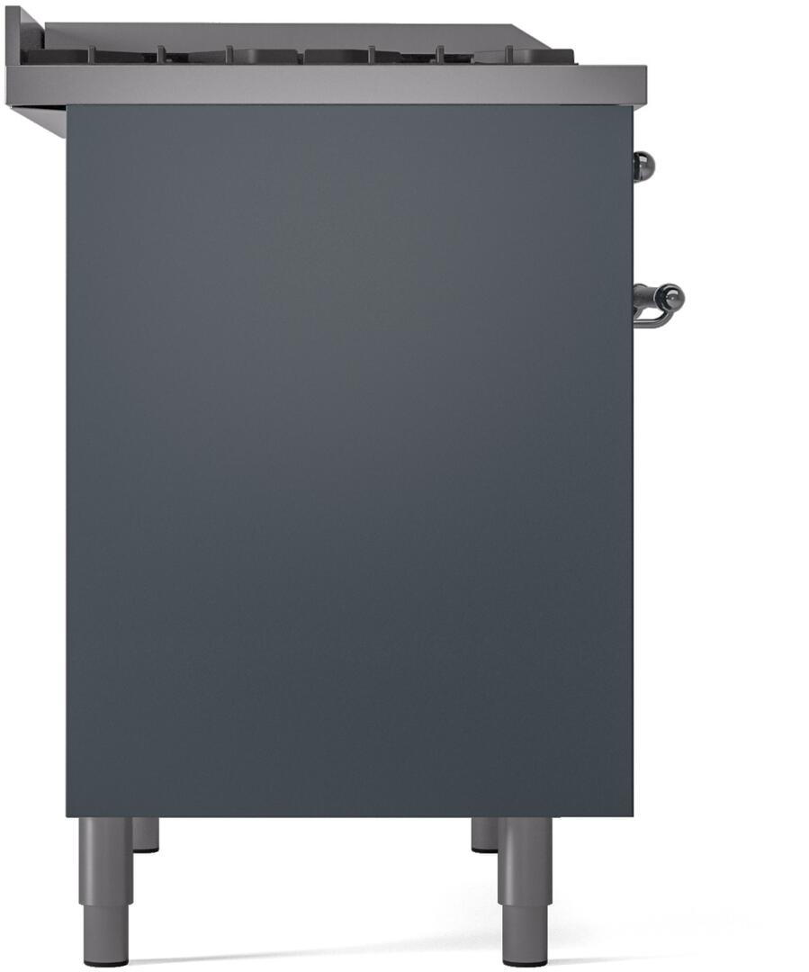 ILVE Nostalgie II 40-Inch Dual Fuel Freestanding Range in Blue Grey with Chrome Trim (UPD40FNMPBGC)