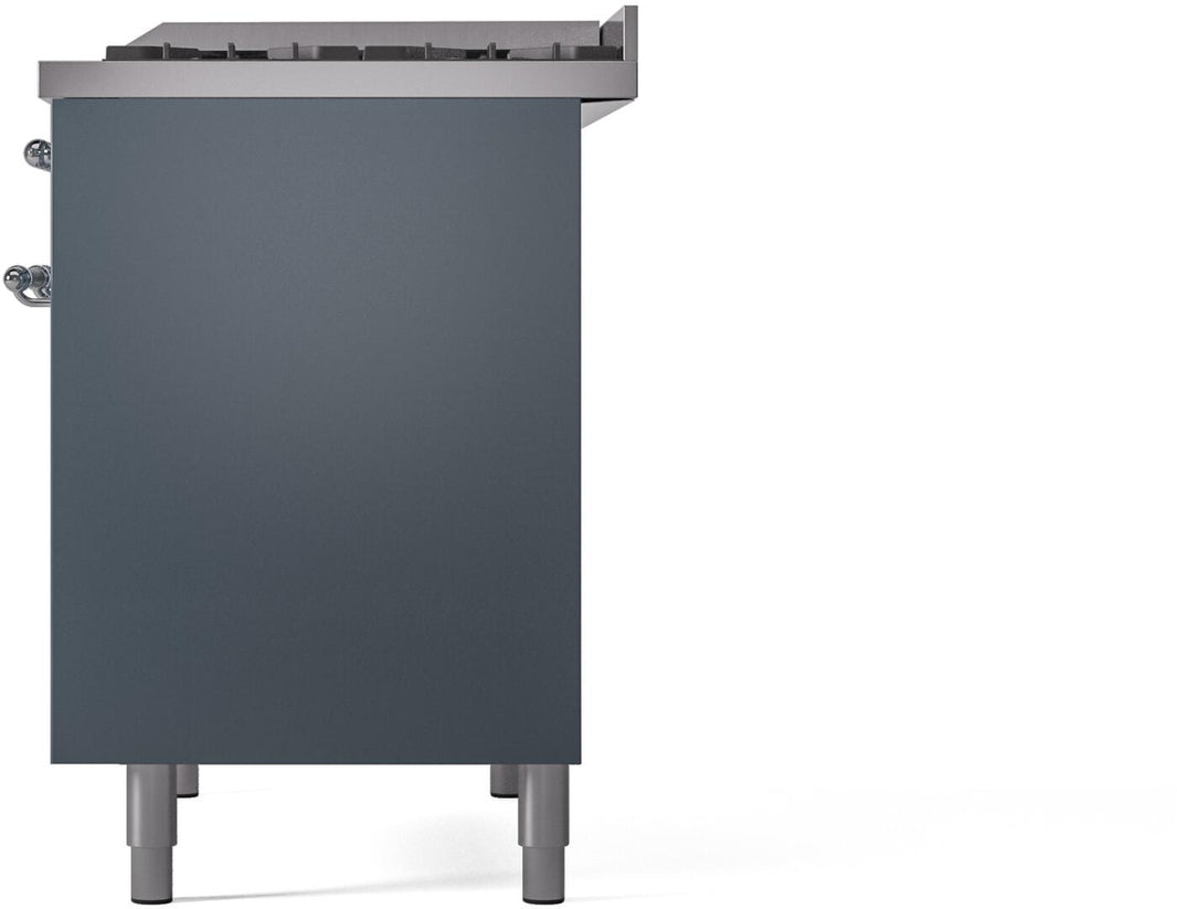 ILVE Nostalgie II 40-Inch Dual Fuel Freestanding Range in Blue Grey with Chrome Trim (UPD40FNMPBGC)