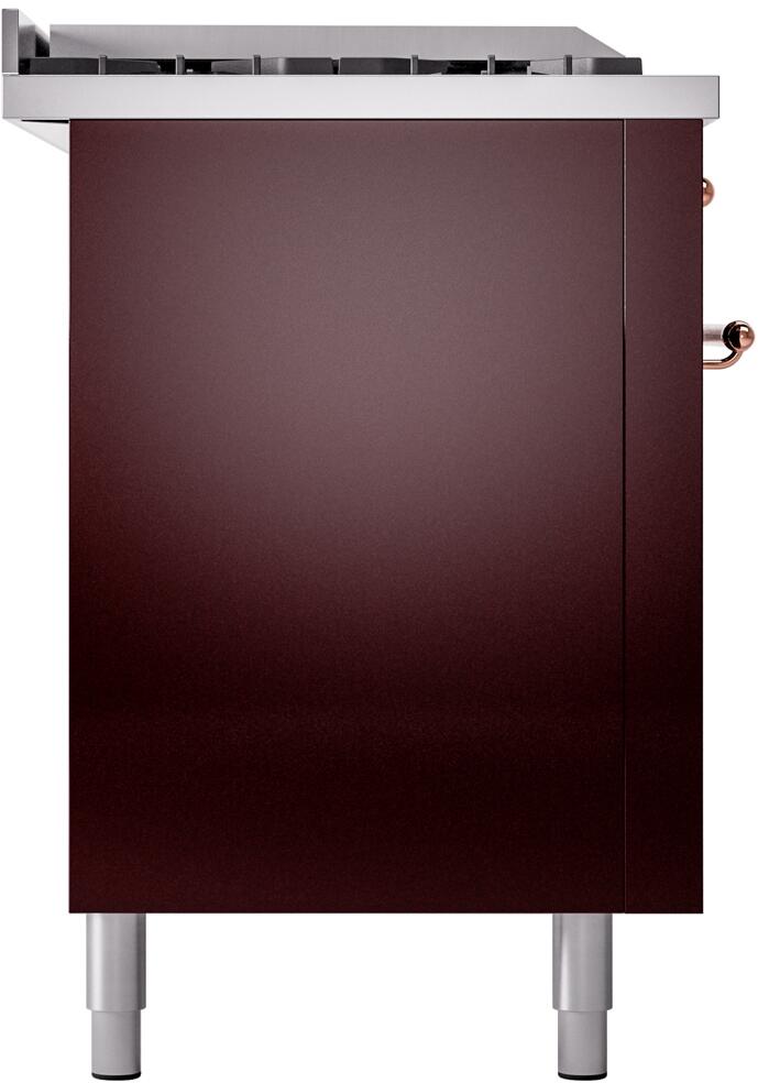 ILVE Nostalgie II 60-Inch Dual Fuel Freestanding Range in Burgundy with Copper Trim (UP60FSNMPBUP)