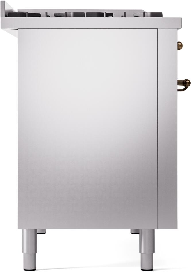 ILVE Nostalgie II 48-Inch Dual Fuel Freestanding Range in Stainless Steel with Bronze Trim (UP48FNMPSSB)