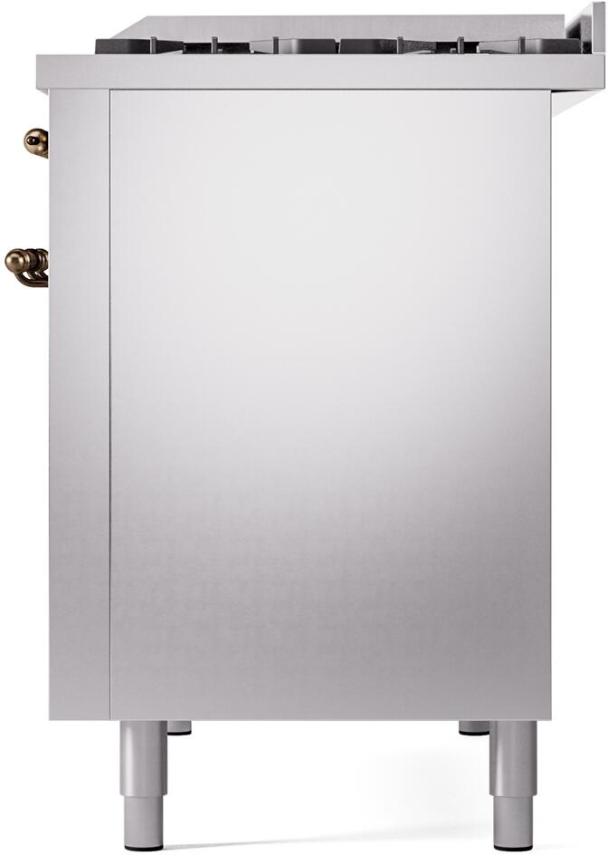 ILVE Nostalgie II 48-Inch Dual Fuel Freestanding Range in Stainless Steel with Bronze Trim (UP48FNMPSSB)