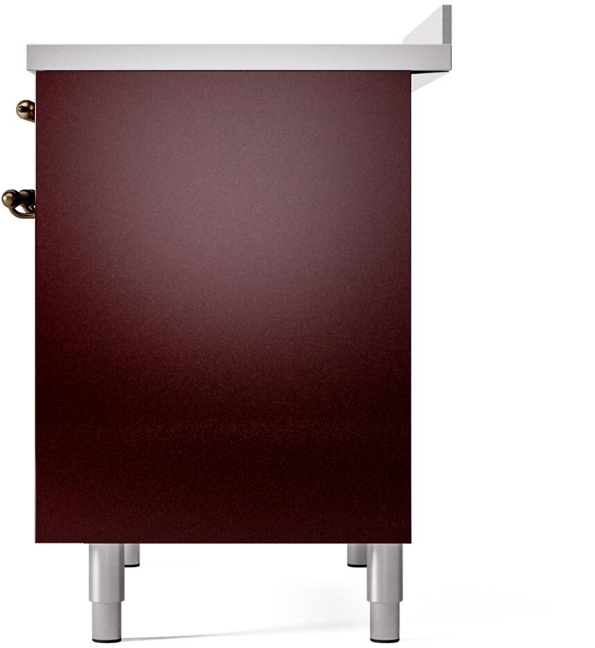 ILVE Nostalgie II 40-Inch Freestanding Electric Induction Range in Burgundy with Bronze Trim (UPDI406NMPBUB)