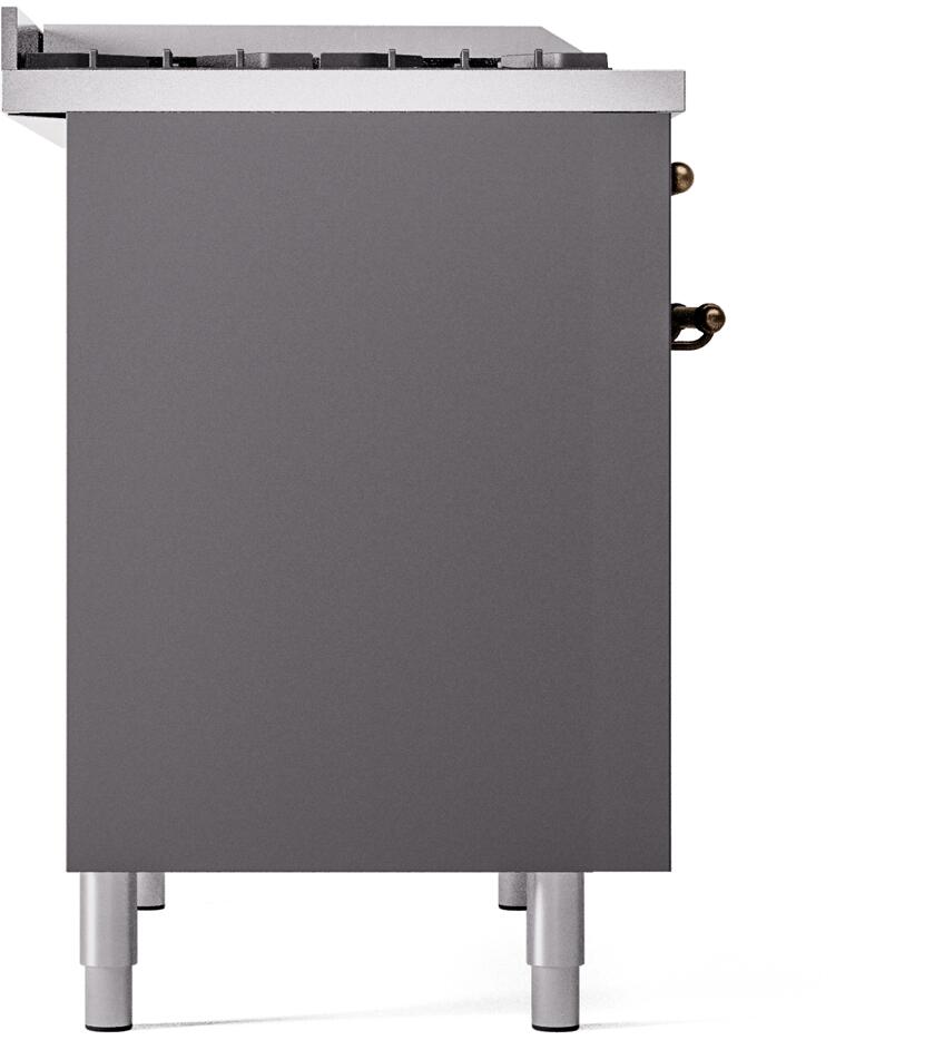 ILVE Nostalgie II 40-Inch Dual Fuel Freestanding Range in Matte Graphite with Bronze Trim (UPD40FNMPMGB)