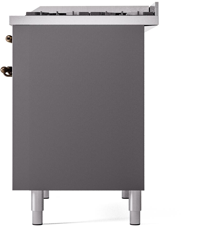 ILVE Nostalgie II 40-Inch Dual Fuel Freestanding Range in Matte Graphite with Bronze Trim (UPD40FNMPMGB)