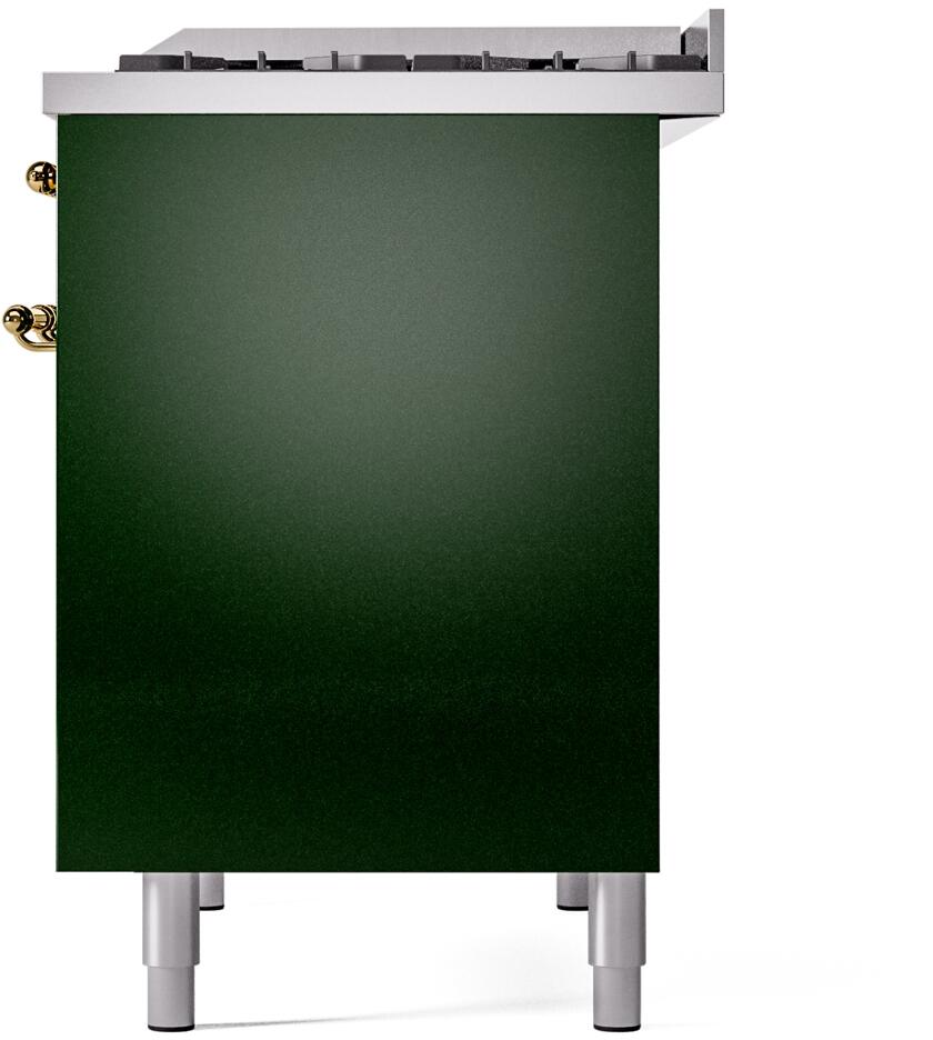 ILVE Nostalgie II 40-Inch Dual Fuel Freestanding Range in Emerald Green with Brass Trim (UPD40FNMPEGG)