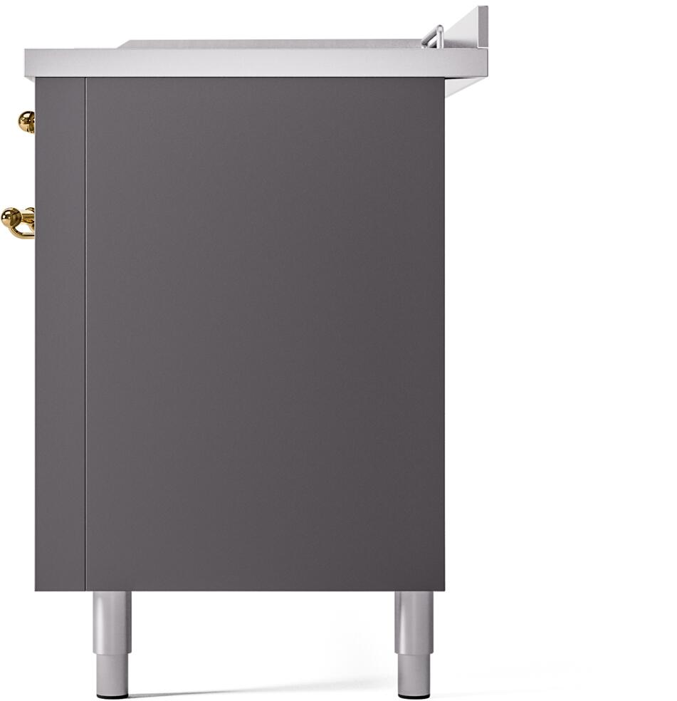 ILVE Nostalgie II 60-Inch Dual Fuel Freestanding Range in Matte Graphite with Brass Trim (UP60FSNMPMGG)