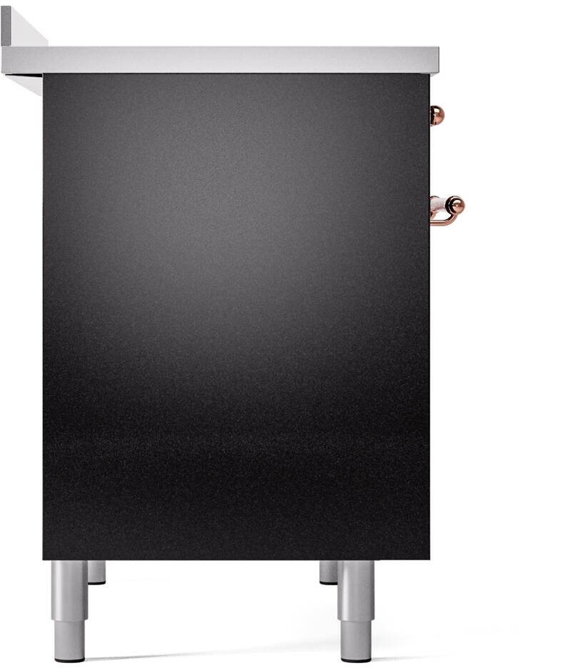 ILVE Nostalgie II 40-Inch Freestanding Electric Induction Range in Glossy Black with Copper Trim (UPDI406NMPBKP)