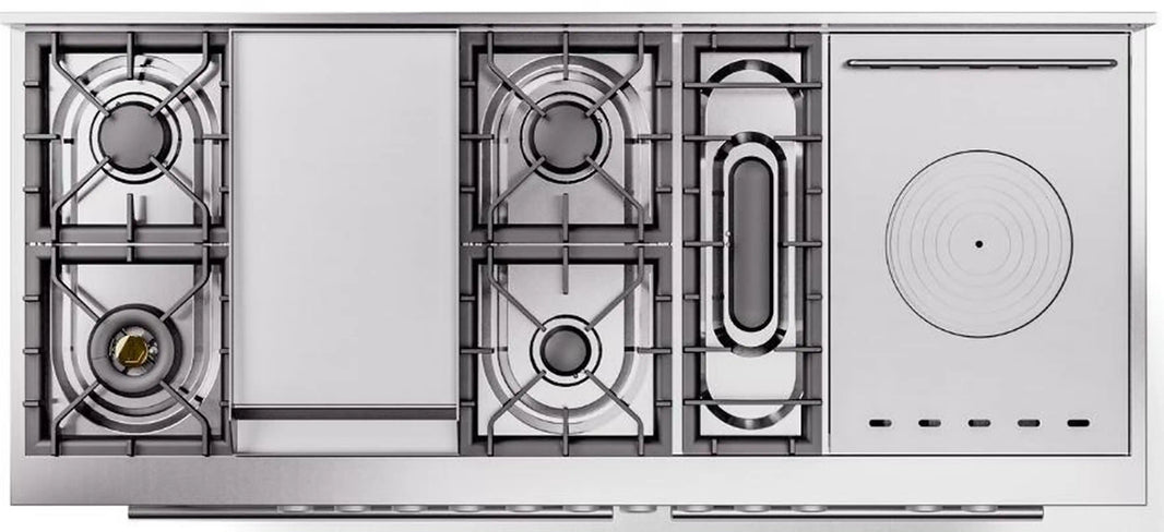 ILVE 60-Inch Professional Plus II Freestanding Dual Fuel Range with 7 Gas Burner in Stainless Steel (UP60FSWMPSS)