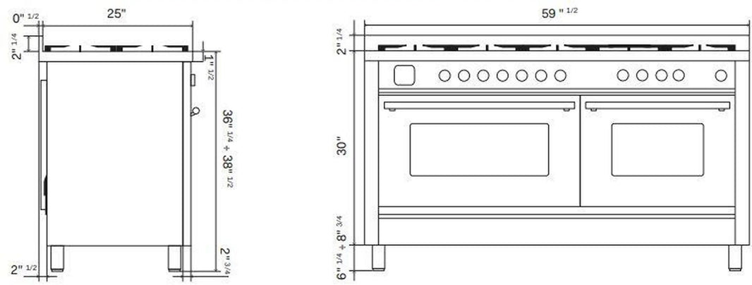 ILVE 60-Inch Professional Plus II Freestanding Dual Fuel Range with 7 Gas Burner in Glossy Black (UP60FSWMPBK)