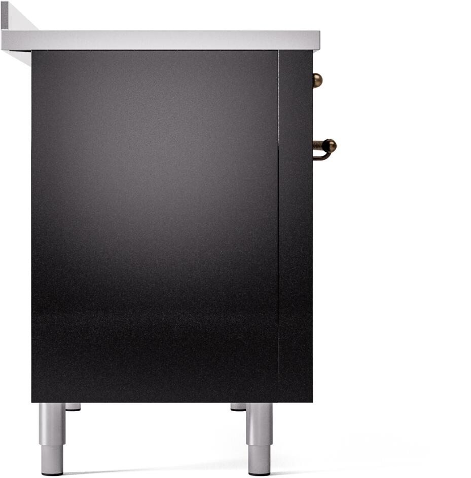 ILVE Nostalgie II 48-Inch Freestanding Electric Induction Range in Glossy Black with Bronze Trim (UPI486NMPBKB)