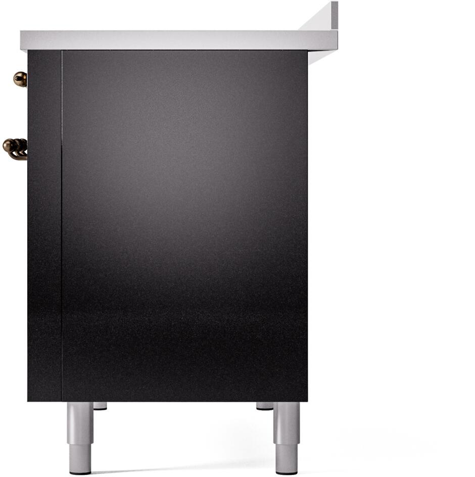 ILVE Nostalgie II 48-Inch Freestanding Electric Induction Range in Glossy Black with Bronze Trim (UPI486NMPBKB)