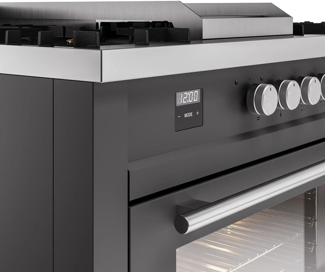 ILVE 60-Inch Professional Plus II Freestanding Dual Fuel Range with 7 Gas Burner in Matte Graphite (UP60FSWMPMG)