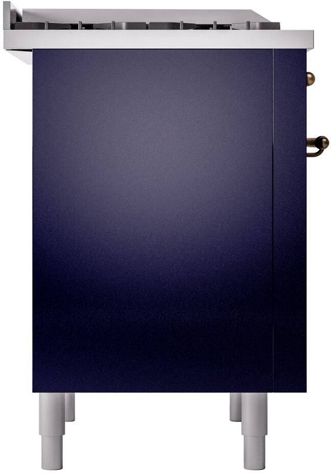 ILVE Nostalgie II 36-Inch Dual Fuel Freestanding Range in Midnight Blue with Bronze Trim (UP36FNMPMBB)