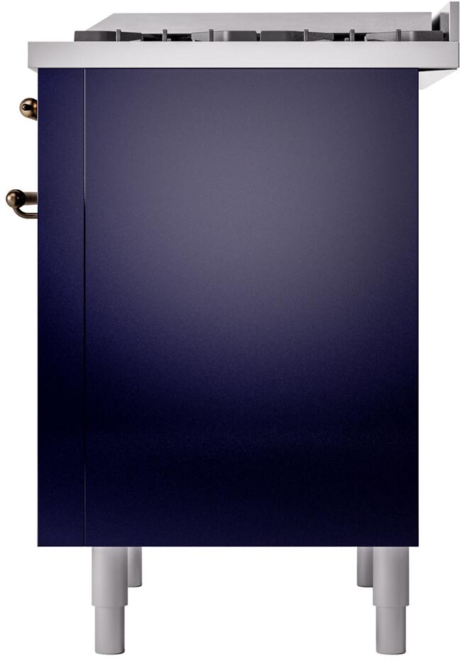 ILVE Nostalgie II 36-Inch Dual Fuel Freestanding Range in Midnight Blue with Bronze Trim (UP36FNMPMBB)