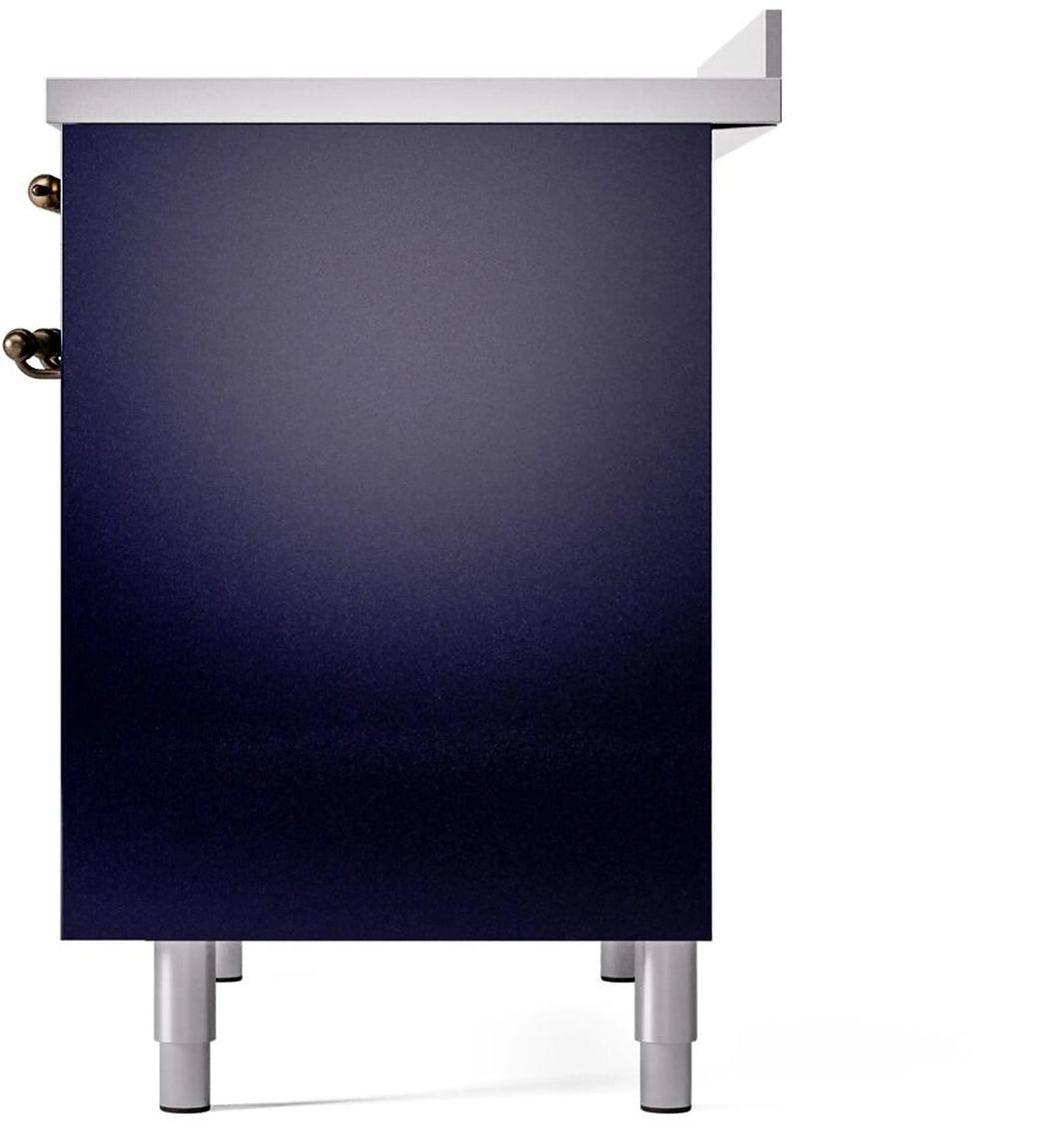 ILVE Nostalgie II 40-Inch Freestanding Electric Induction Range in Midnight Blue with Bronze Trim (UPDI406NMPMBB)