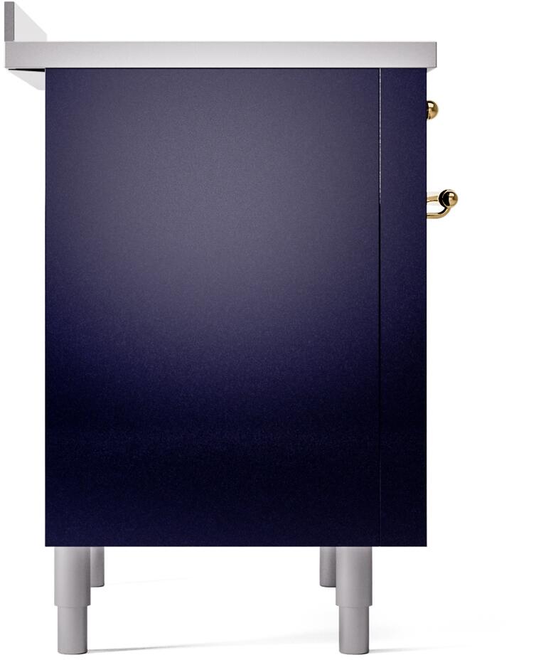 ILVE Nostalgie II 36-Inch Freestanding Electric Induction Range in Midnight Blue with Brass Trim (UPI366NMPMBG)