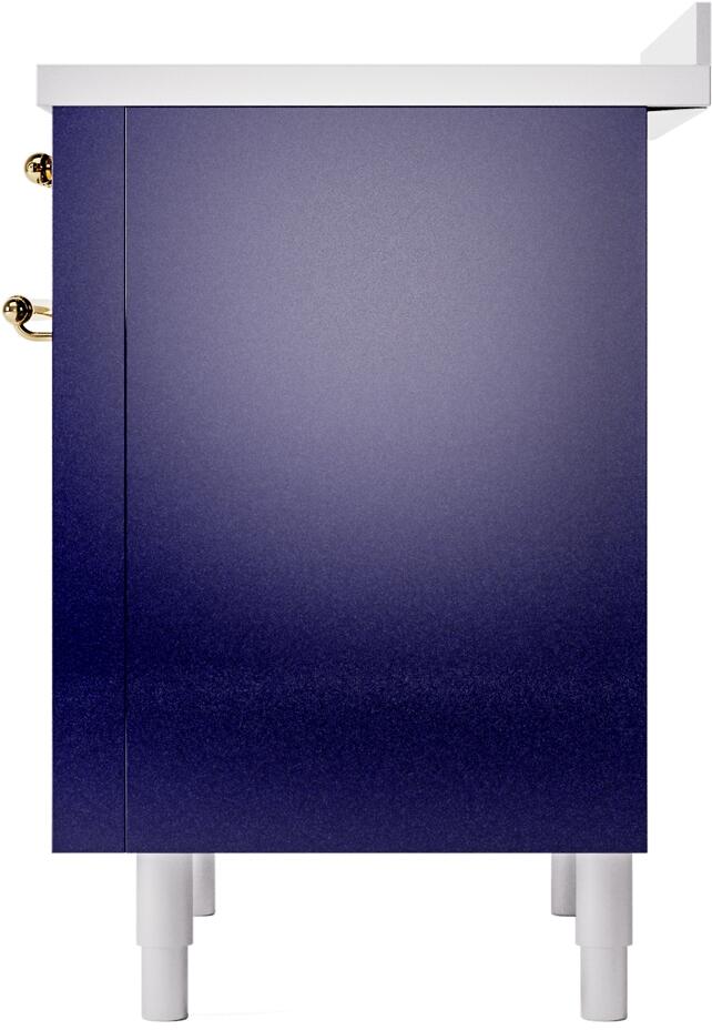 ILVE Nostalgie II 36-Inch Freestanding Electric Induction Range in Midnight Blue with Brass Trim (UPI366NMPMBG)