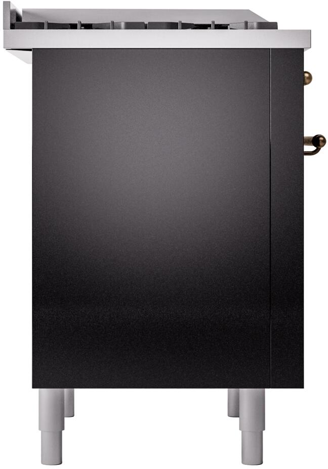 ILVE Nostalgie II 36-Inch Dual Fuel Freestanding Range in Glossy Black with Bronze Trim (UP36FNMPBKB)