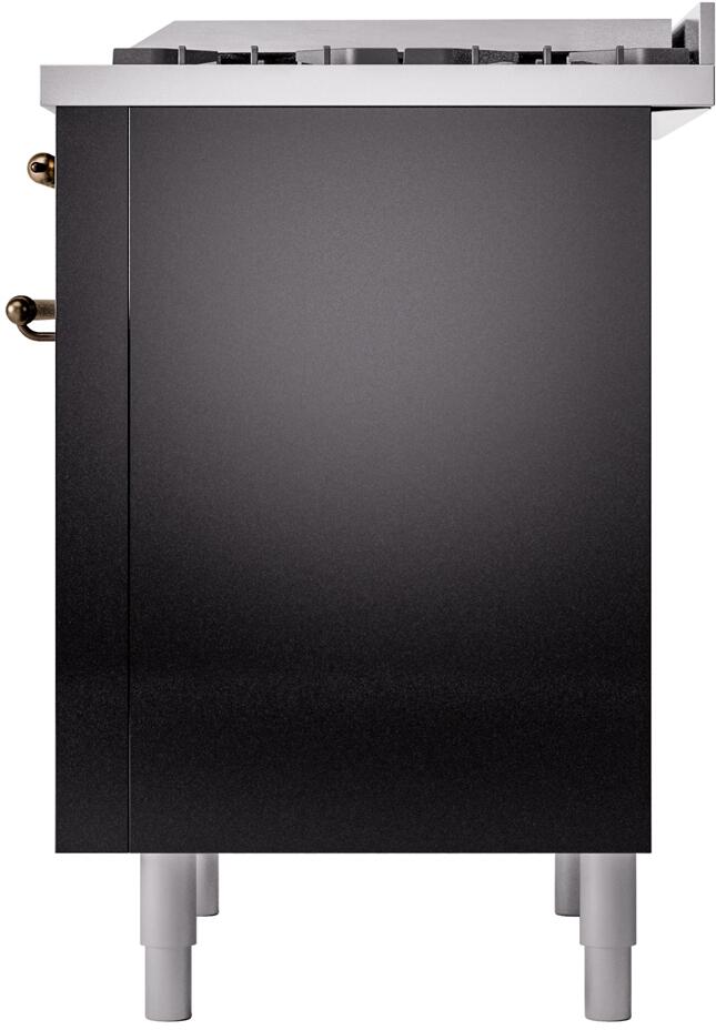 ILVE Nostalgie II 36-Inch Dual Fuel Freestanding Range in Glossy Black with Bronze Trim (UP36FNMPBKB)