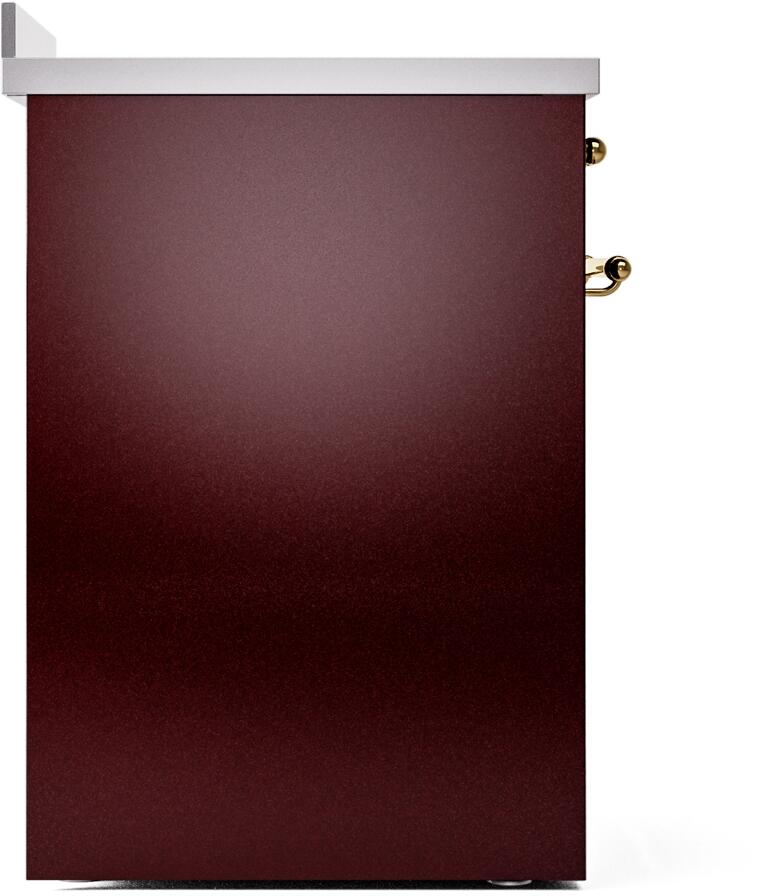 ILVE Nostalgie II 30-Inch Freestanding Electric Induction Range in Burgundy with Brass Trim (UPI304NMPBUG)