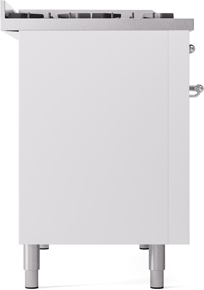 ILVE Nostalgie II 48-Inch Dual Fuel Freestanding Range in White with Chrome Trim (UP48FNMPWHC)