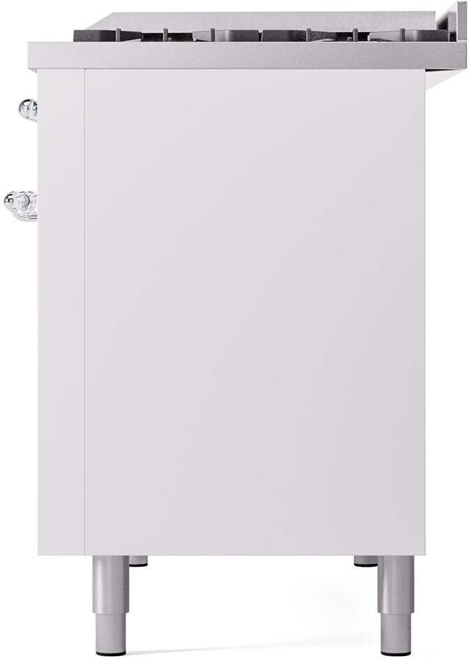 ILVE Nostalgie II 48-Inch Dual Fuel Freestanding Range in White with Chrome Trim (UP48FNMPWHC)