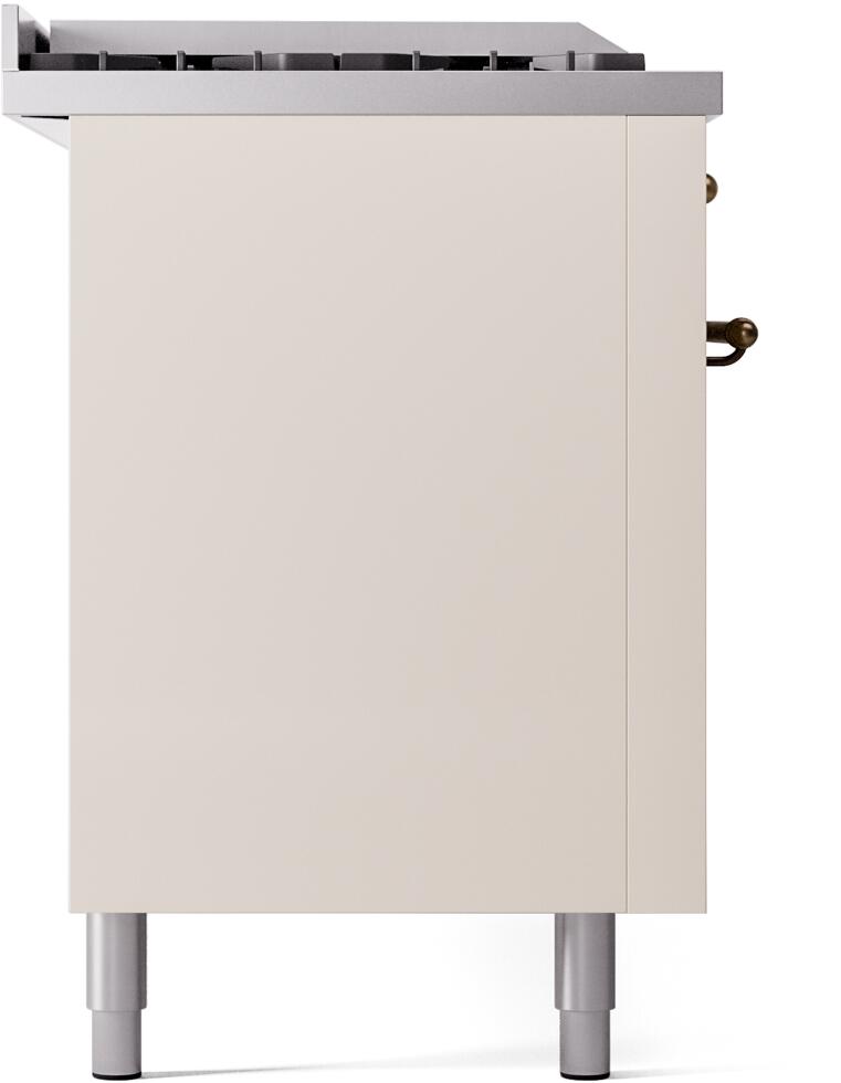 ILVE Nostalgie II 60-Inch Dual Fuel Freestanding Range in Antique White with Bronze Trim (UP60FSNMPAWB)